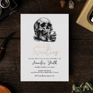RIP Twenties Halloween Skull 30ste verjaardagsfees Folie Uitnodiging