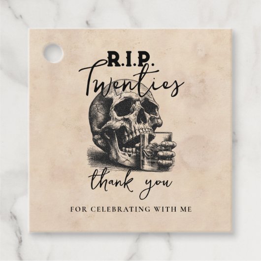 RIP Twenties  Schedel Verjaardag Bedankt Bedankjes Labels (Voorkant)