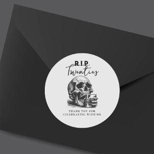 RIP Twenties  Schedel Verjaardag Bedankt Ronde Sticker
