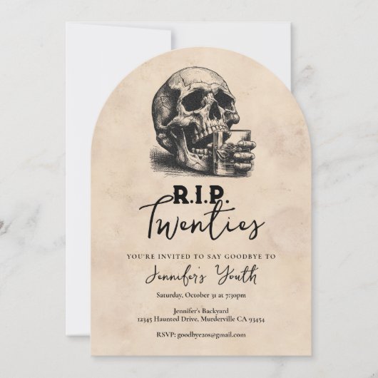 RIP Twenties  Skull 30ste verjaardagsfeestje Kaart (Voorkant)