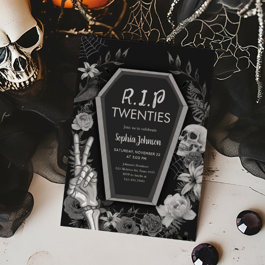 RIP Twenties Skull Gothic Halloween Verjaardag Kaart