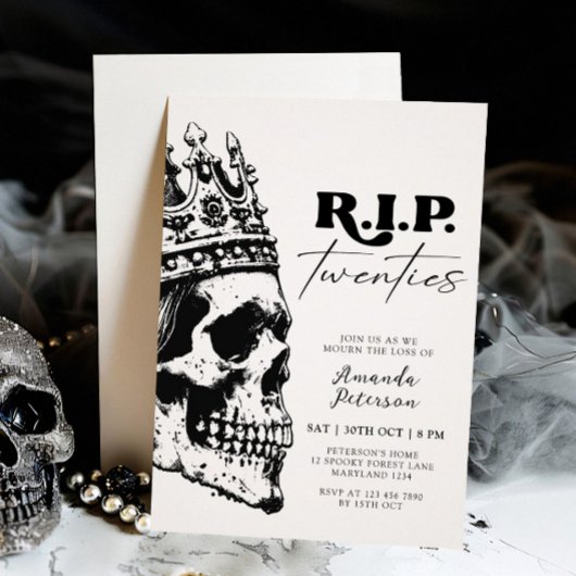 RIP Twenties Skull Halloween 30e verjaardag Kaart