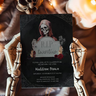 RIP Twenties Skull Halloween Verjaardag Uitnodigin Kaart