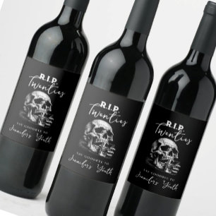RIP Twenties Skull Whiskey Verjaardag Wijn Label Etiket