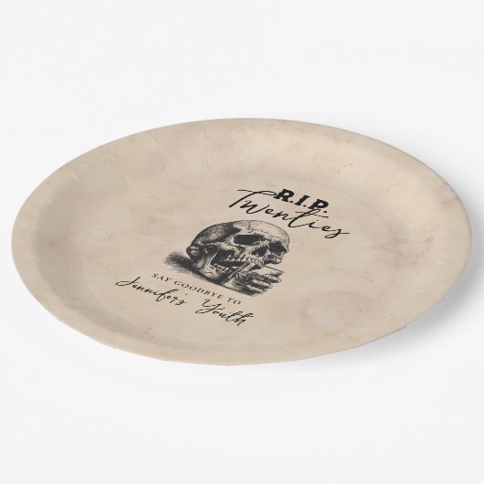 RIP Twenties Spooky Skull Verjaardagsfeestje Papieren Bordje (Gekanteld)
