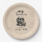 RIP Twenties Spooky Skull Verjaardagsfeestje Papieren Bordje (Voorkant)