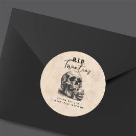 RIP Twenties Vintage Skull Birthday Thank You Ronde Sticker