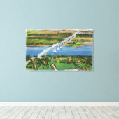 Rip Van Winkle Bridge over Hudson Canvas Afdruk (Insitu (Houten vloer))