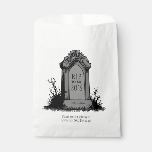 RIP voor mijn 20s verjaardagsfeestje Bedankzakje (Voorkant)