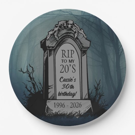 RIP voor mijn 20s verjaardagsfeestje Papieren Bordje (Voorkant)