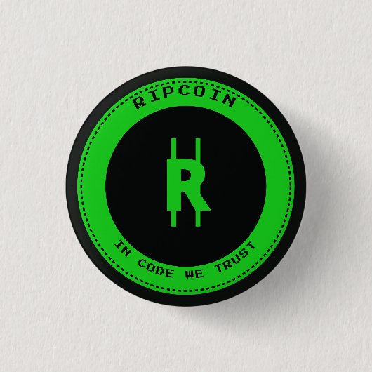 RipCoin - In Code We Trust Knop Ronde Button 3,2 Cm (Voorkant)