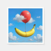 Ripe Banana Floating In Sky with Red Balloon Servet (Voorkant)