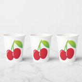 Ripe Bright Red Cherries Papieren Bekers