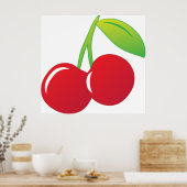 Ripe Bright Red Cherries Poster (Keuken)