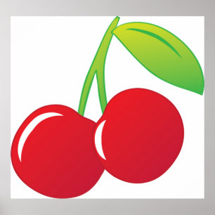 Ripe Bright Red Cherries Poster