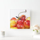 Ripe Cherries Vierkante Klok (Huis)