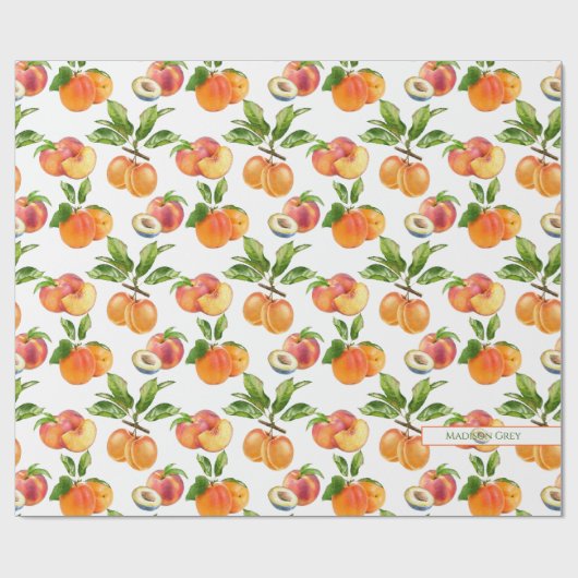 Ripe perziken, abrikozen en pompelmoezen cadeaupapier (Vlak)