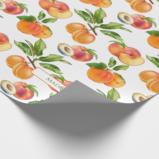 Ripe perziken, abrikozen en pompelmoezen cadeaupapier (Hoek)
