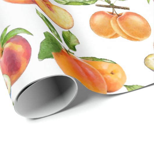 Ripe perziken, abrikozen en pompelmoezen cadeaupapier (Rol Hoek)