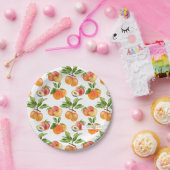 Ripe perziken, abrikozen en pompelmoezen papieren bordje (Feest)
