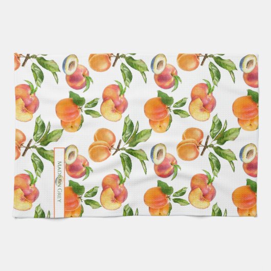 Ripe perziken, abrikozen en pompelmoezen theedoek (Horizontaal)
