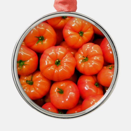 Ripe Red Shiny Tomaten Metalen Ornament (Voorkant)