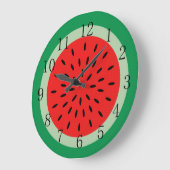 Ripe Red Watermelon Kitchen Clock Black Numals Grote Klok (Hoek)