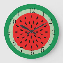 Ripe Red Watermelon Kitchen Clock Black Numals