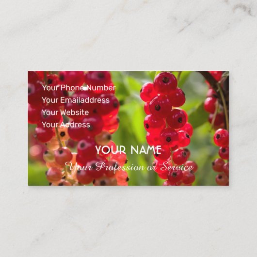 Ripe rode fruitige aalbessen voor landbouwers visitekaartje (Achterkant)