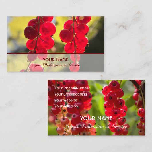 Ripe rode fruitige aalbessen voor landbouwers visitekaartje (Voorkant / Achterkant)