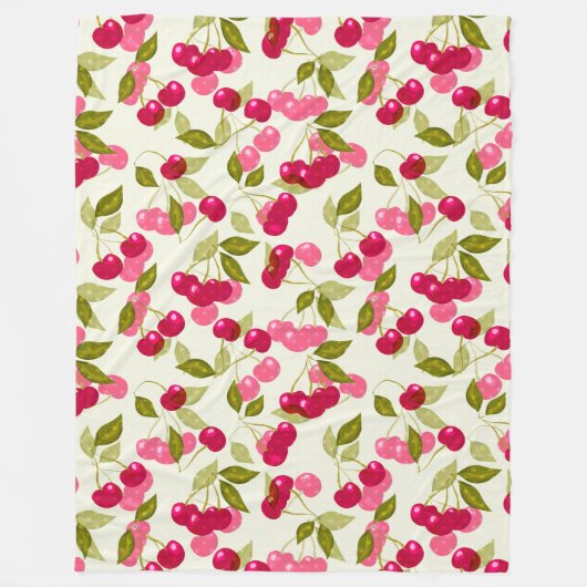 Ripe rode kersen . fleece deken (Voorkant)