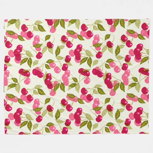 Ripe rode kersen . fleece deken (Voorkant (Horizontaal))
