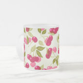 Ripe rode kersen . matglas koffiemok (Voorkant links)