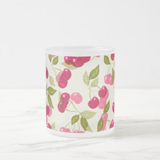 Ripe rode kersen . matglas koffiemok (Center)