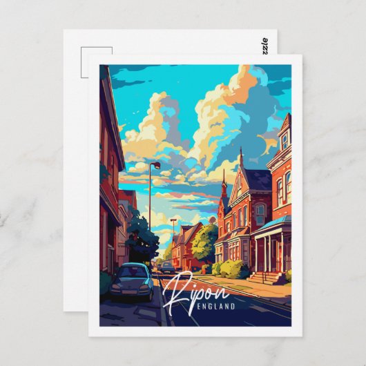 Ripon Engeland vintage reisplaats illustratie Briefkaart (Voorkant / Achterkant)