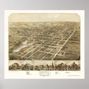 Ripon, WI Panorama Kaart - 1867 Poster