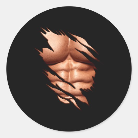Ripped Abs Clic Funny  Ronde Sticker (Voorkant)
