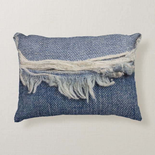Ripped jeans textuur, stijlvolle achtergrond. accent kussen (Voorkant)