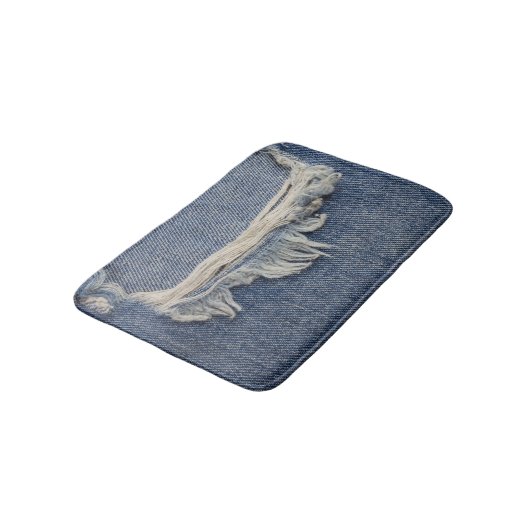 Ripped jeans textuur, stijlvolle achtergrond. badmat (Gekanteld)