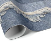 Ripped jeans textuur, stijlvolle achtergrond. cadeaupapier (Rol Hoek)
