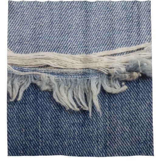 Ripped jeans textuur, stijlvolle achtergrond. douchegordijn (Voorkant)