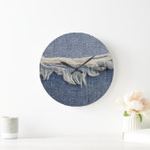 Ripped jeans textuur, stijlvolle achtergrond. grote klok (Huis)