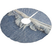 Ripped jeans textuur, stijlvolle achtergrond. kerstboom rok (Gekanteld)