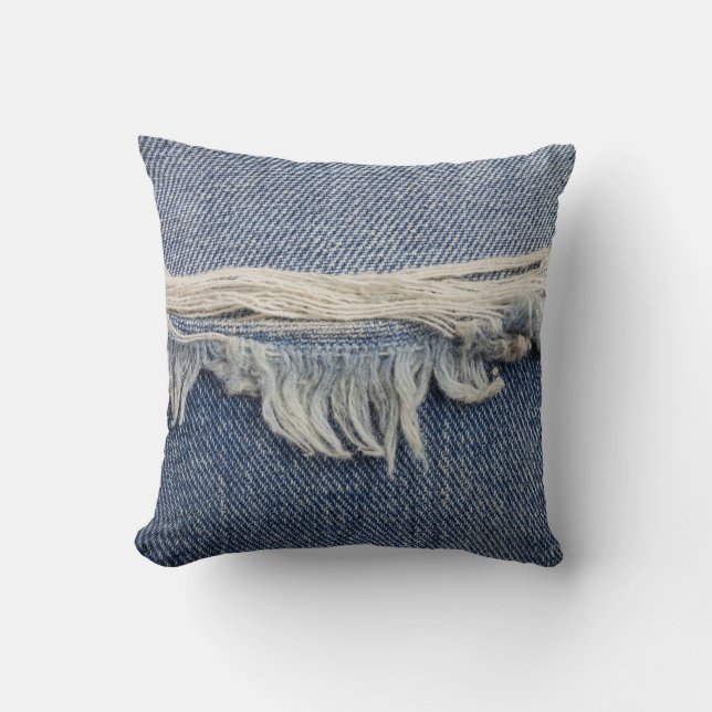 Ripped jeans textuur, stijlvolle achtergrond. kussen (Voorkant)