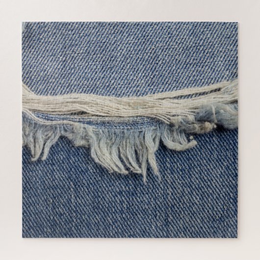 Ripped jeans textuur, stijlvolle achtergrond. legpuzzel (Verticaal)