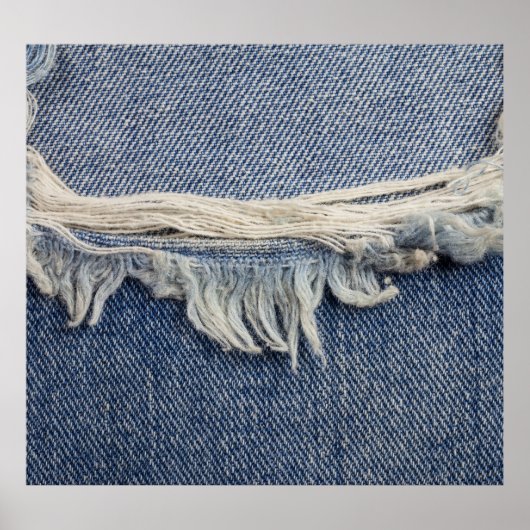 Ripped jeans textuur, stijlvolle achtergrond. poster (Voorkant)