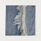 Ripped jeans textuur, stijlvolle achtergrond. wandkleed (Voorkant (horizontaal))