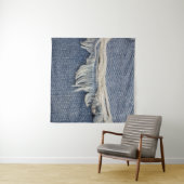 Ripped jeans textuur, stijlvolle achtergrond. wandkleed (In Situ (horizontaal))