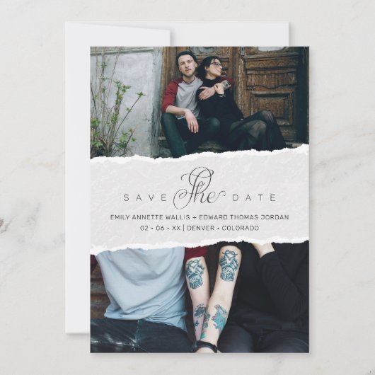 Ripped Paper Effect Wedding Custom Photo Script (Voorkant)