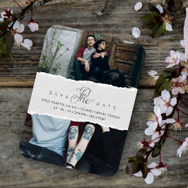 Ripped Paper Effect Wedding Custom Photo Script Magneet